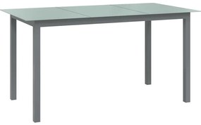 vidaXL Masă de grădină, gri deschis, 150x90x74 cm, aluminiu și sticlă