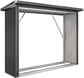 Outsunny Adăpost pentru Lemne din Oțel Exterior, Bază Ridicată și Acoperiș Înclinat, 213x66.5x150 cm, Gri Închis | Aosom Romania