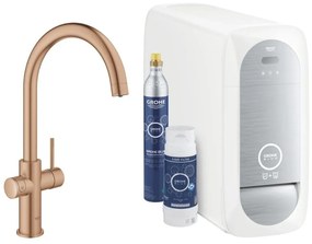Grohe Blue Home Ondus Baterie de bucatarie cu sistem de filtrare, racire si acidulare, pipa C, cupru mat (brushed warm sunset)