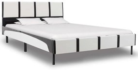 277525 vidaXL Pat cu saltea, alb și negru, 90 x 200 cm, piele ecologică