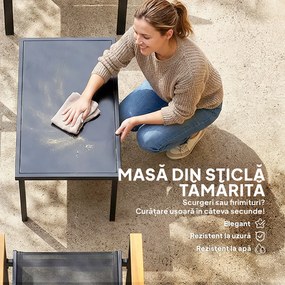 Outsunny Set Mobilier Exterior, Rezistent la Rugină, 4 Piese, Negru | Aosom Romania