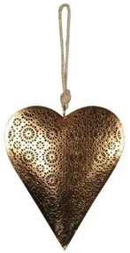 Decoratiune Heart din metal, aramiu, 16x20 cm