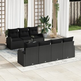 vidaXL Set de canapele pentru grădină 8 pcs Negru 55 x 55 x 37 cm
