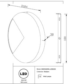 Aplica de perete cu lumina ambientala LED Jupiter, diametru 18,4cm