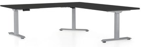 Masa inaltime reglabila OfficeTech Angle, 180 x 200 cm, bază gri, negru