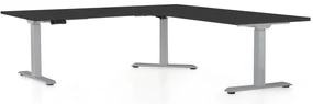 Masa inaltime reglabila OfficeTech Angle, 180 x 200 cm, bază gri, negru