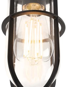 Plafonieră exterioară rustică neagră cu sticlă IP44 - Elza