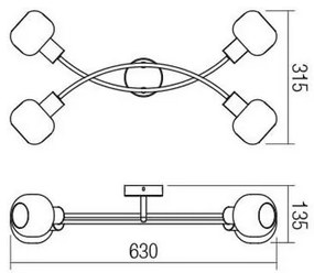Redo 04-486 - Lampă spot AMBER 4xE14/28W/230V