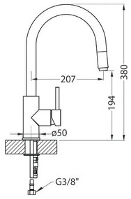 Baterie de chiuvetă cu cap de duș detașabil ALVEUS 1129020 DELOS 38 cm bej