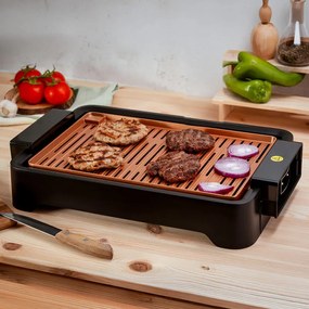 Gratar fara fum Oliver Voltz OV51015L, 1500W, 37x24 cm, Strat antiaderent, Negru/Portocaliu
