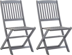 vidaXL Scaune de exterior pliabile, 2 buc., lemn masiv de acacia