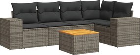 vidaXL Set mobilier grădină cu perne, 6 piese, gri, poliratan