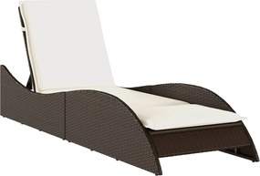 vidaXL Șezlong cu pernă, maro, 60x205x73 cm, poliratan