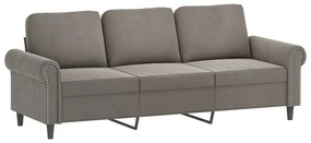 Canapea cu 3 locuri si taburet, gri deschis, 180 cm, catifea Gri deschis, 212 x 77 x 80 cm