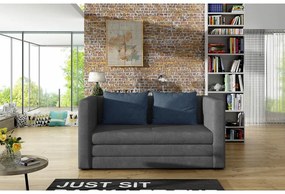 Canapea albastră/gri extensibilă cu tapițerie din chenille 132 cm Neva – ELTAP