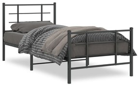355571 vidaXL Cadru pat metalic cu tăblii de cap/picioare, negru, 90x190 cm