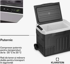 Klarstein Răcitor cu compresor PolarForce 30L| Panou LCD, iluminat, off-road, protecție baterie, 12V/230V