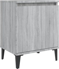 vidaXL Noptieră cu picioare metalice, sonoma gri, 40x30x50 cm