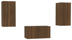 3120232 vidaXL Set dulap TV, 3 piese, stejar maro, lemn prelucrat