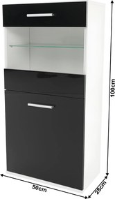 Mobilier living, alb/extra strălucire neagră HG, LEO