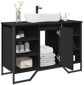 vidaXL Dulap pentru chiuvetă baie, negru, 91x35x60 cm, lemn prelucrat