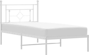 vidaXL Cadru pat metalic cu tăblie, alb, 90x200 cm
