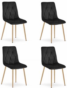 Set Scaune 4 Bucatarie/Dining Fido Picioare Finisaj Lemn, Catifea Negru