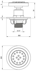 Duza de dus, rotunda. incastrata, sistem anticalcar, alb, Deante Cascada Alb