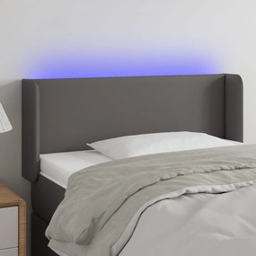 3123044 vidaXL Tăblie de pat cu LED, gri, 103x16x78/88 cm, piele ecologică