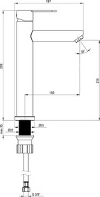 Lupo Baterie pentru chiuvetă, înalt Finisaj: Oțel periat BLU_F20K