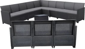 Set de mobilier de grădină Claire IV cu 12 locuri și masă de depozitare Vigo, grafit