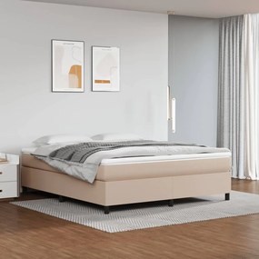 3144619 vidaXL Pat box spring cu saltea, cappuccino, 160x200cm piele ecologică