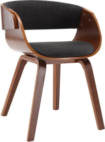 vidaXL Scaun de bucătărie, gri, lemn curbat și material textil