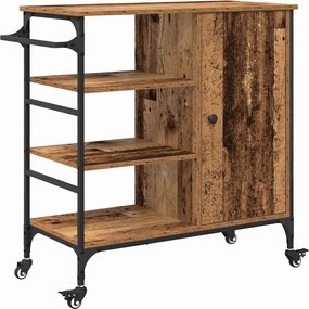 vidaXL Troler de Bucătărie Lemn vechi 87.5 x 39 x 84.5 cm