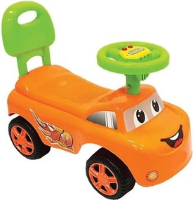 Masinuta cu Functie de Trotineta Fara Pedale Pentru Copii NOVOKIDS™ DREAM CAR, Maxim 25 Kg, Cu Sunete, Spatar de Protectie si Volan, PORTOCALIU