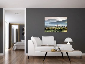 Tablou - sătuț în ceață (90x60 cm)