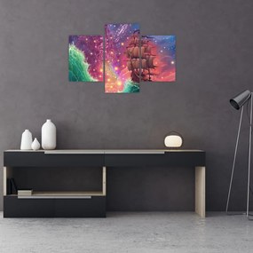 Tablou - Cerul spațial cu navă (90x60 cm)