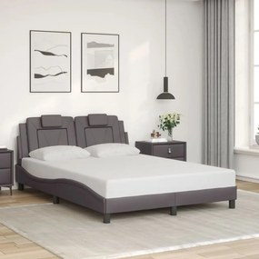 vidaXL Cadru de pat cu tăblie, gri, 120x200 cm, piele ecologică