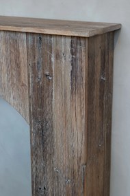 Consolă îngustă în stil farmhouse, din lemn reciclat, natur, cu formă de cadru de șemineu și deschidere în arc, 95 x 100 x 20 cm, „Grimaud”