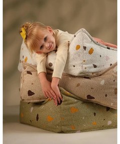Fotoliu puf pentru copii verde cu tapițerie din țesătură bouclé/cu tapițerie din chenille Terrazzo Square – Wigiwama