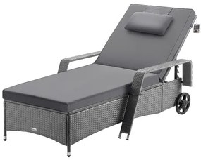 Deuba Recliner de lux cu roată gri - perne antracit