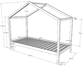 Set DALLAS culoare lemn natural este format dintr-un Pat copii Vipack fără gard (90 x 200 cm) și un sertar.