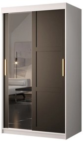 Dulap de haine Riven 2 100 (alb mat + negru mat) (cu oglindă). 1064166