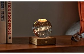 Veioză maro cu luminozitate reglabilă cu abajur din sticlă (înălțime 12 cm) Amber – Gingko