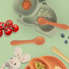 Lingură pentru copii portocalie din silicon – Orion