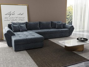 Colțar extensibil dumonde cu ladă de depozitare si sezut confortabil din spuma high-density, Loana XL Euphoria Grafit 335x185 cm