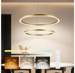 Brilagi - Lustră LED reglabilă pe cablu PORTOFINO, 98W, 230V, Ø 80 cm, auriu + telecomandă