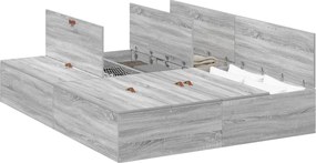 vidaXL Cadru de pat cu depozitare Gri Sonoma 150 x 200 cm