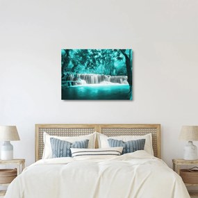 Tablou pe sticlă - Cascada albastră (70x50 cm)