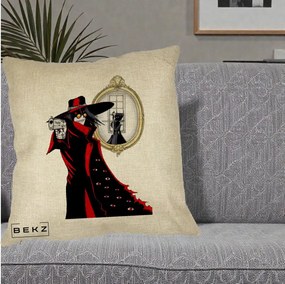 Perna Personalizata Hellsing Alucard cu Pistoale, 40x40 cm, Crem, Husa Detasabila, Perna Inclusa, BEKZ®